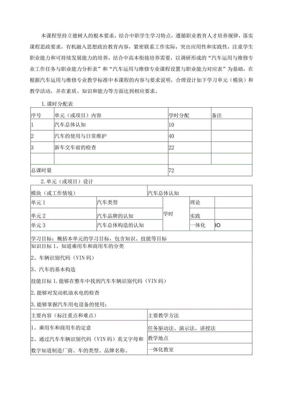 《汽车维护一（汽车认识）》课程标准.docx_第3页