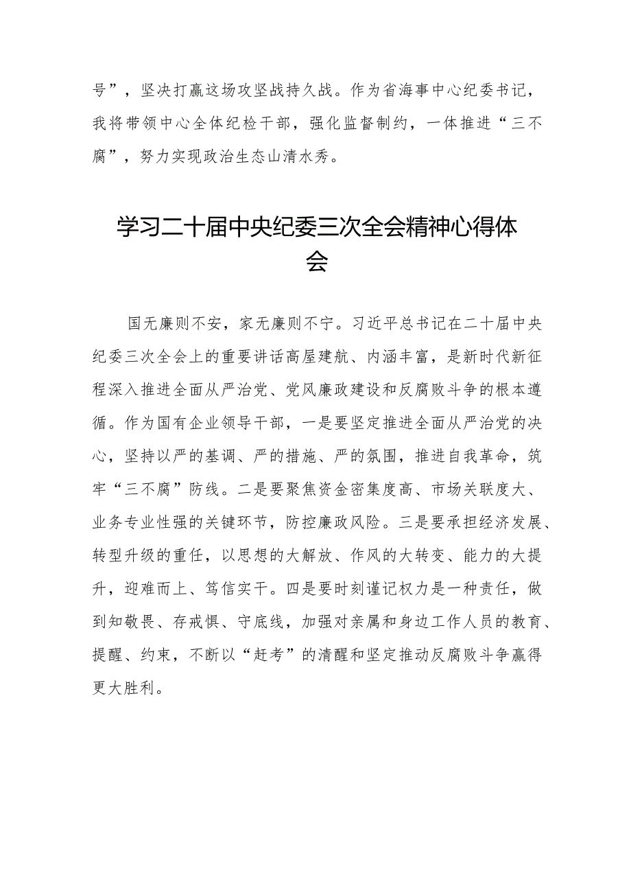 学习贯彻二十届中央纪委三次全会精神的心得体会发言稿二十篇.docx_第2页