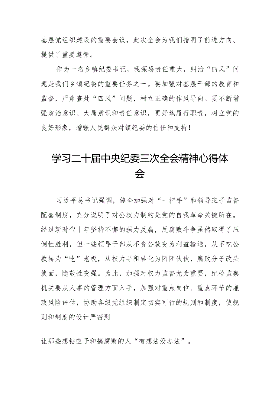 二十届中央纪委三次全会精神心得体会发言稿二十篇.docx_第3页