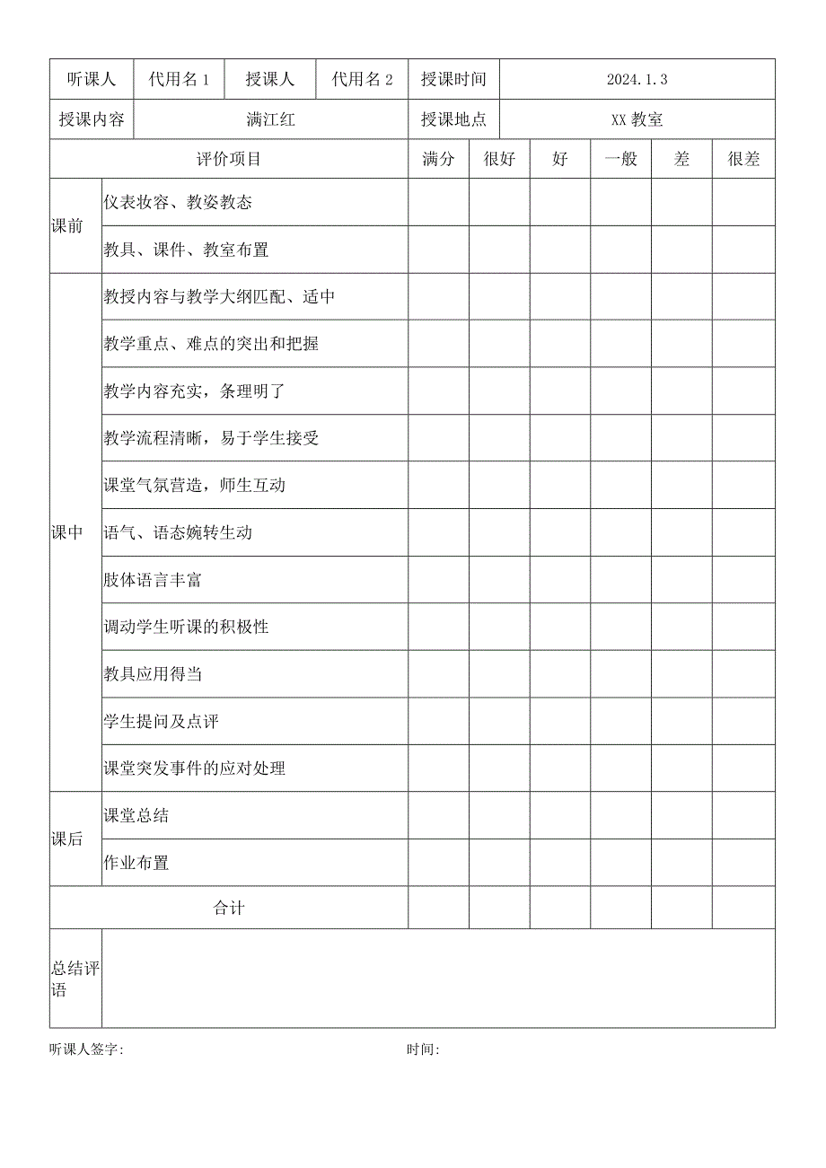 听评课记录表模板.docx_第2页