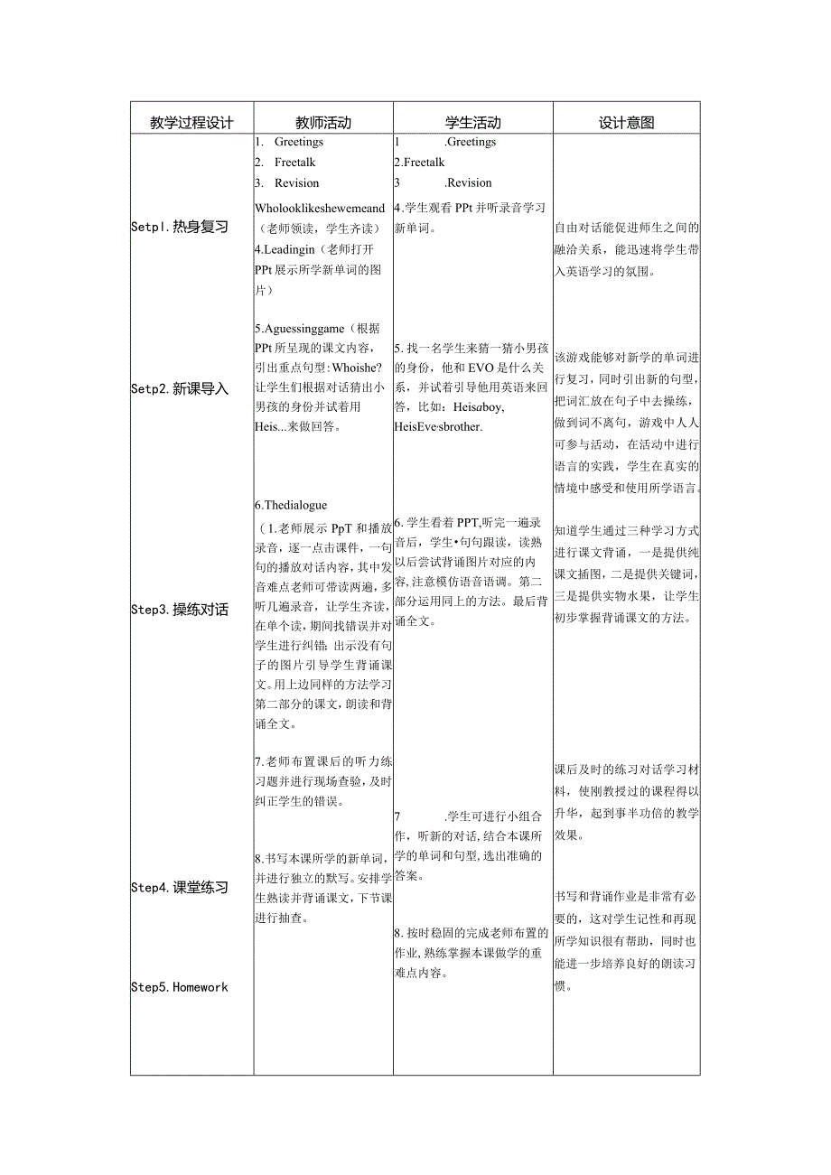 小学三年级《Lesson 8 Who is he》教学设计.docx_第2页