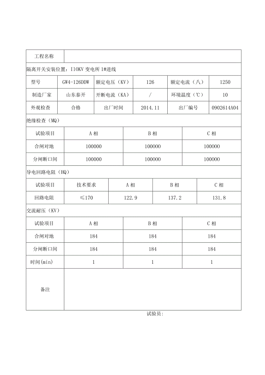 隔离开关试验报告.docx_第1页