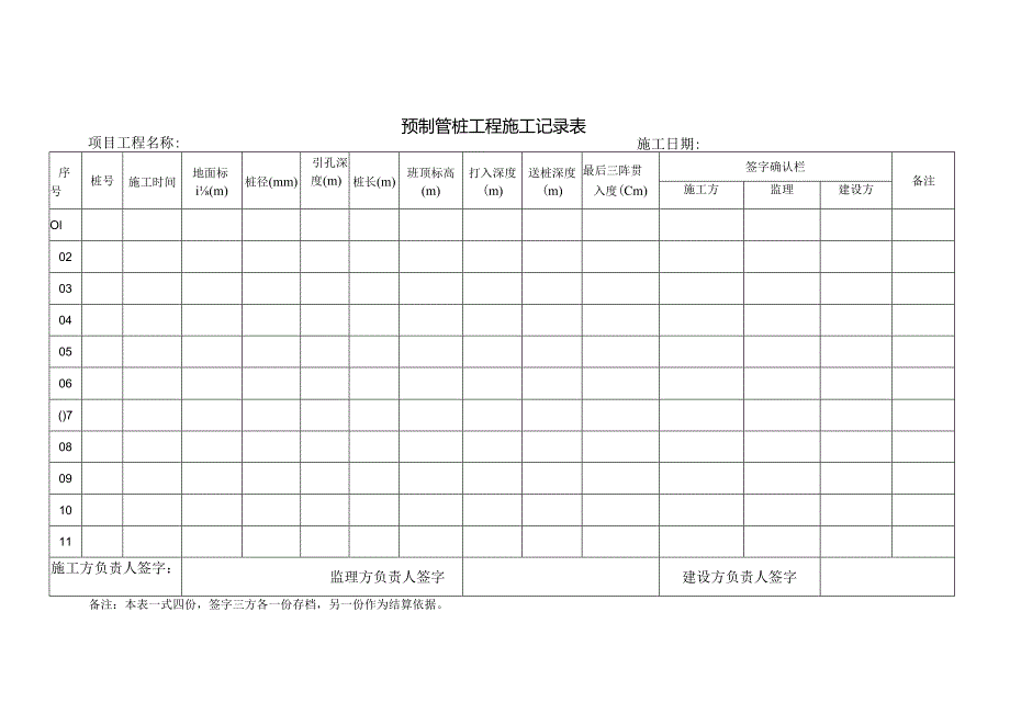 ED-26-1.0预制管桩工程施工记录表.docx_第1页