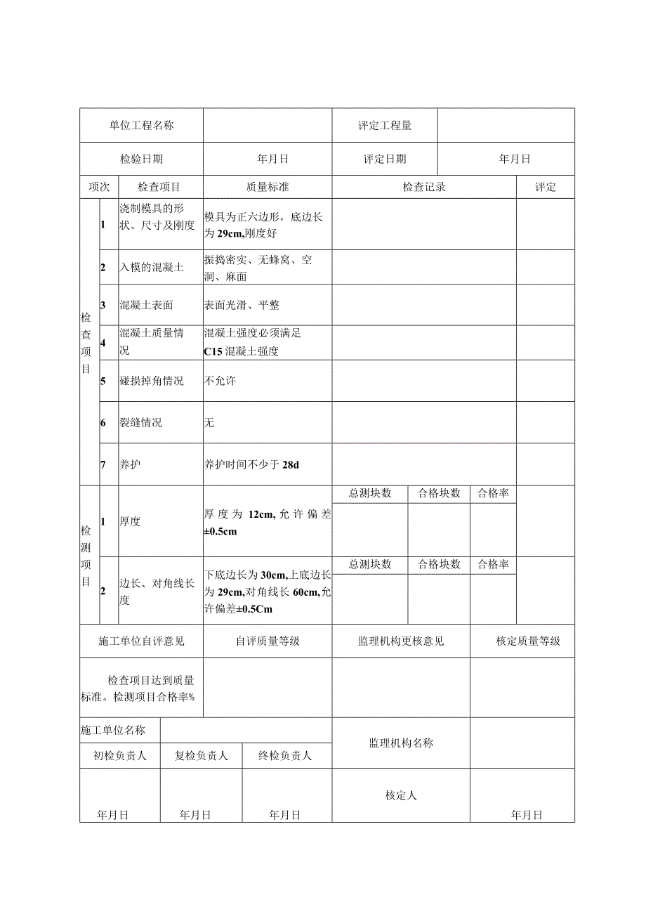 混凝土预制块制作单元工程质量评定表.docx_第2页