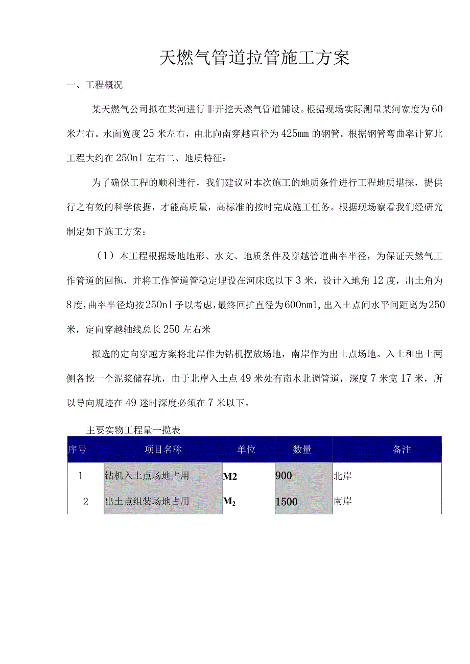 天燃气管道拉管施工方案.docx_第1页