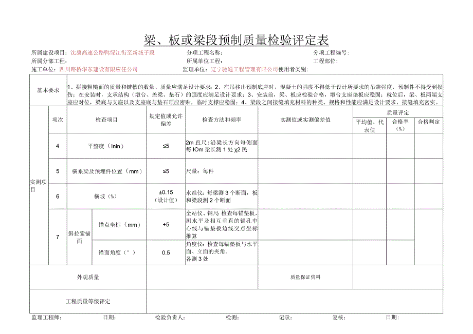 p5-32梁、板或梁段预制质量检验评定表- 副本.docx_第2页