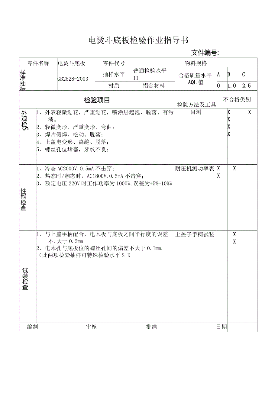 电烫斗底板检验作业指导书.docx_第1页