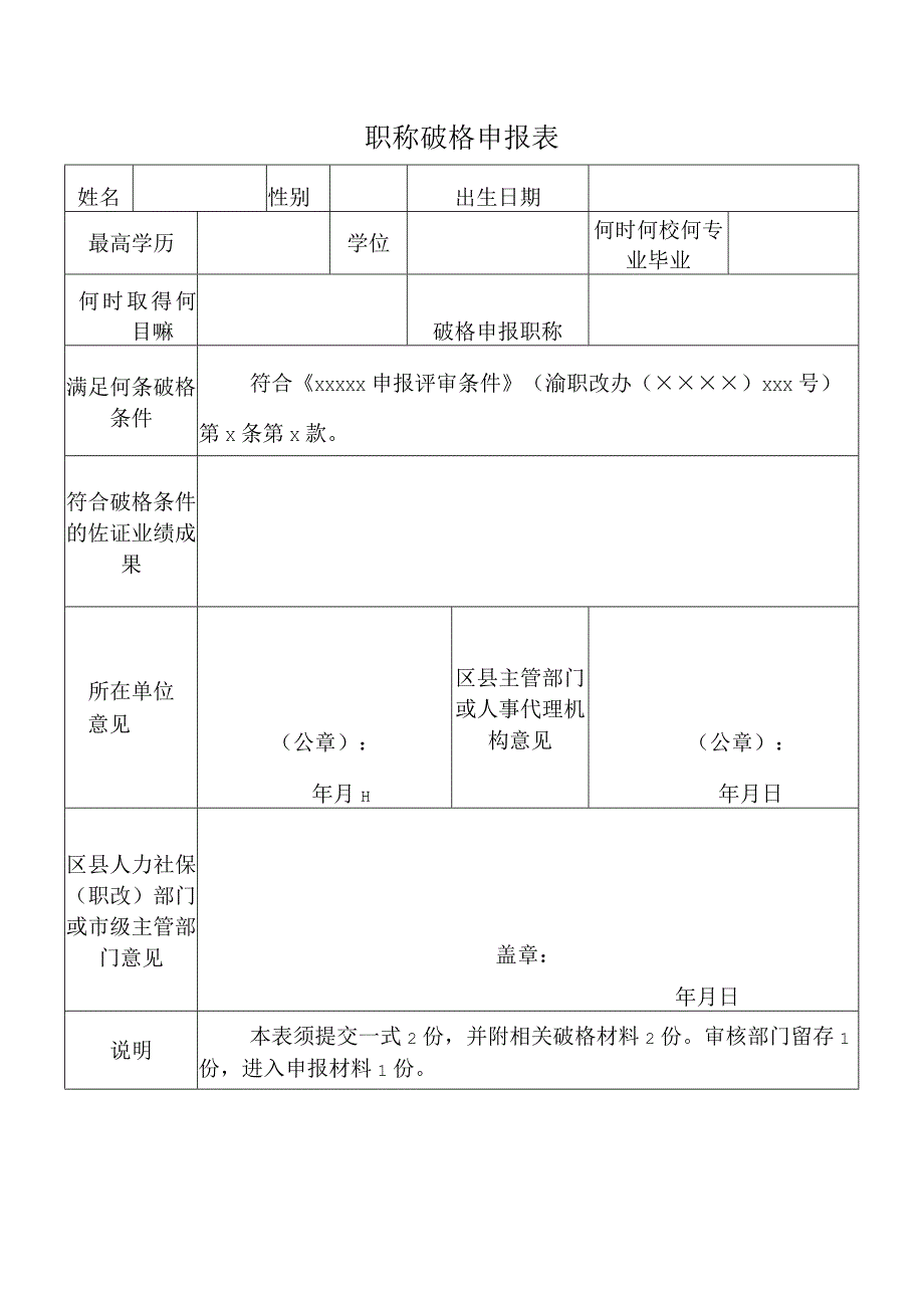 职称破格申报表.docx_第1页