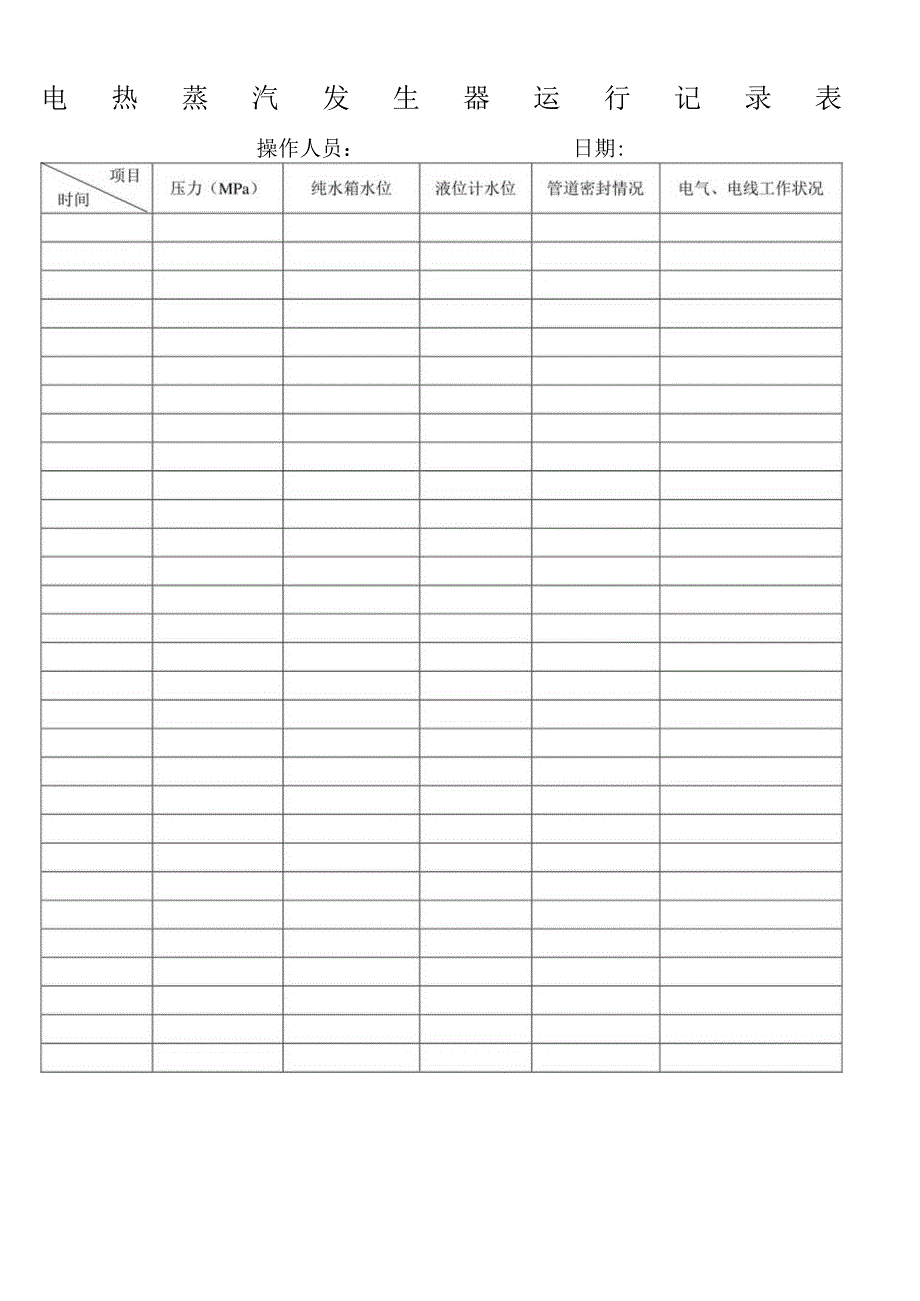 电热蒸汽发生器运行记录表.docx_第1页