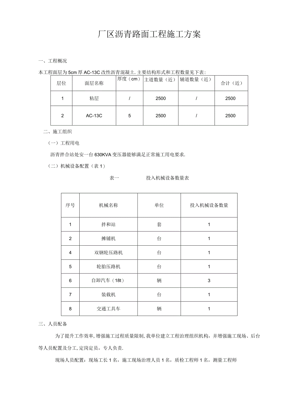 厂区沥青摊铺工程施工组织设计方案.docx_第1页