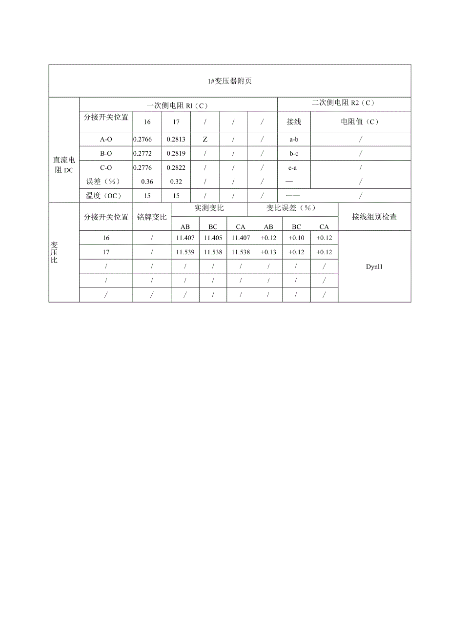 站电15 110电力变压器试验记录.docx_第3页