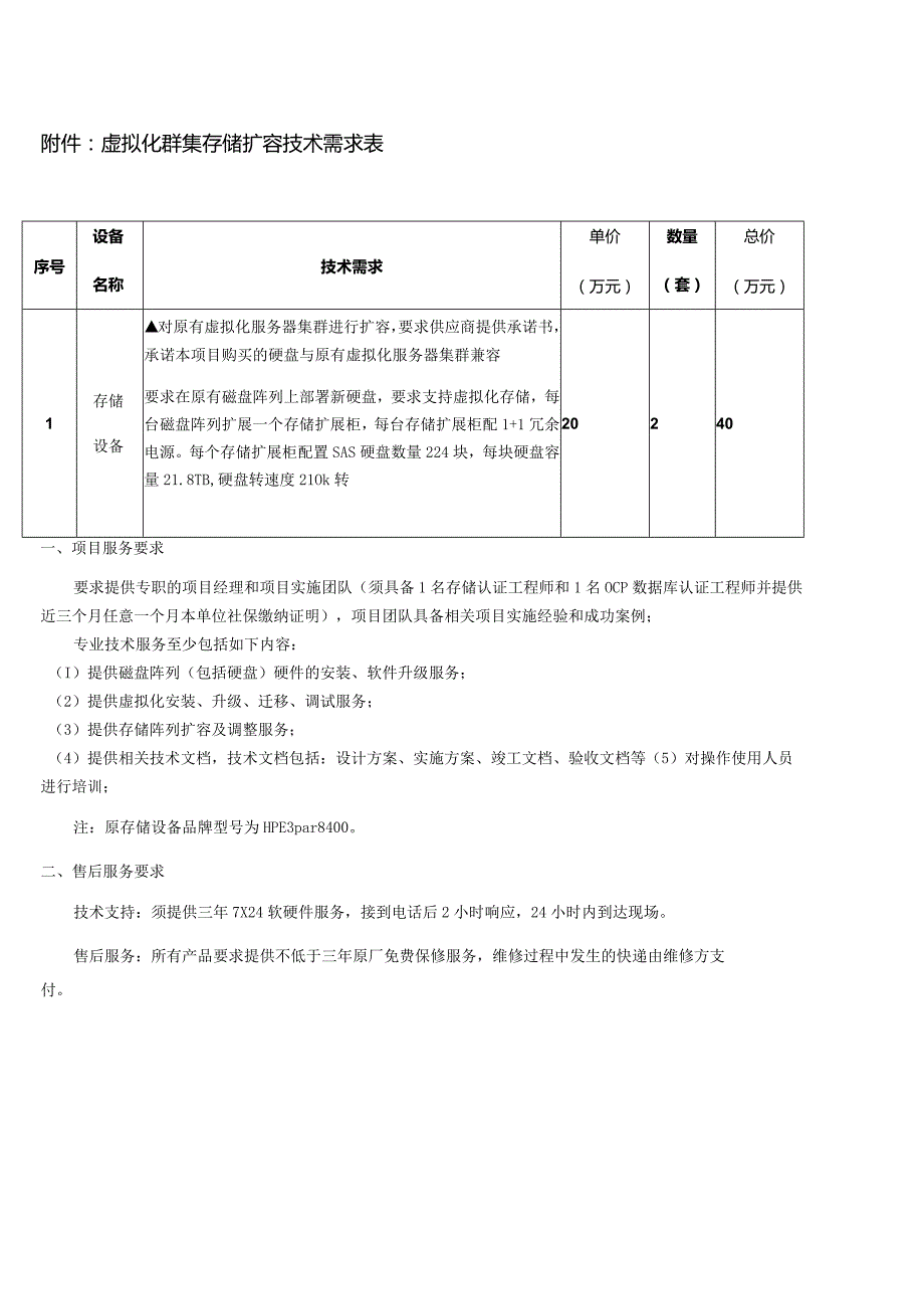 虚拟化群集存储扩容技术需求表.docx_第1页