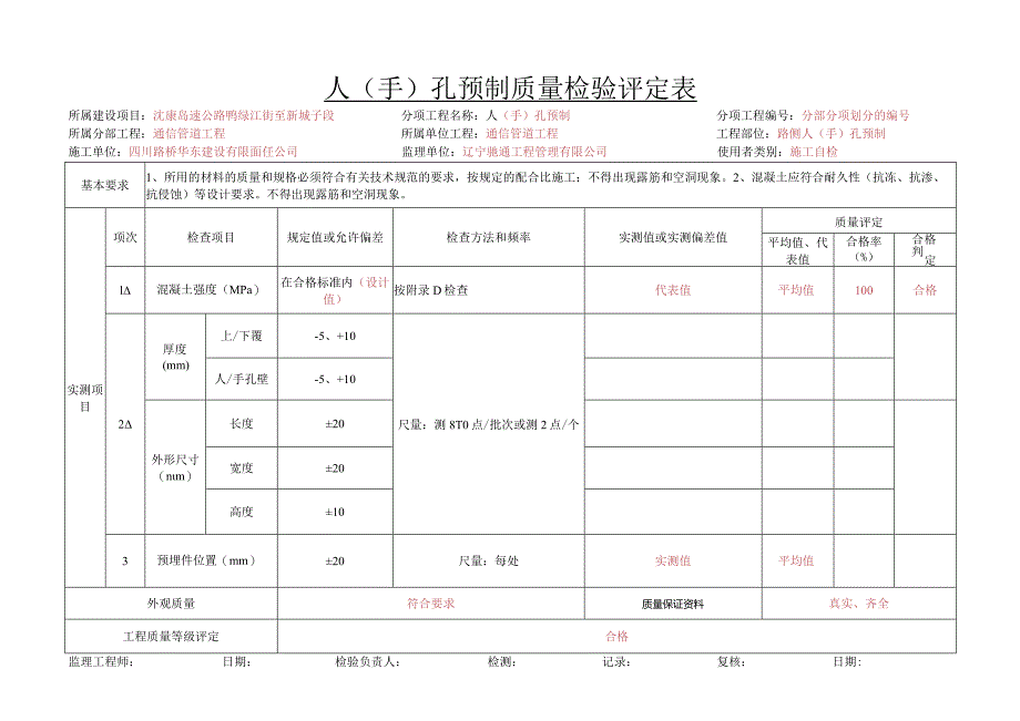 5、p11-1人（手）孔预制质量检验评定表.docx_第1页