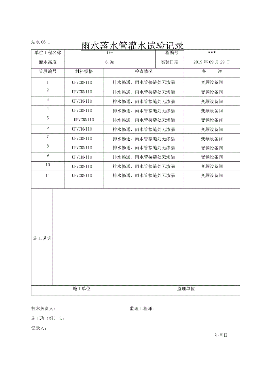 站水06、雨水落水管灌水试验记录.docx_第1页