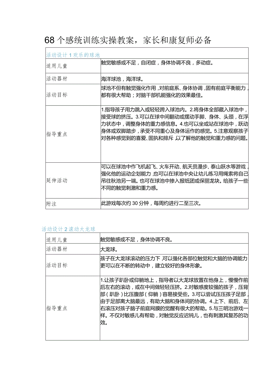 68个感统训练实操教案家长和康复师必备.docx_第1页