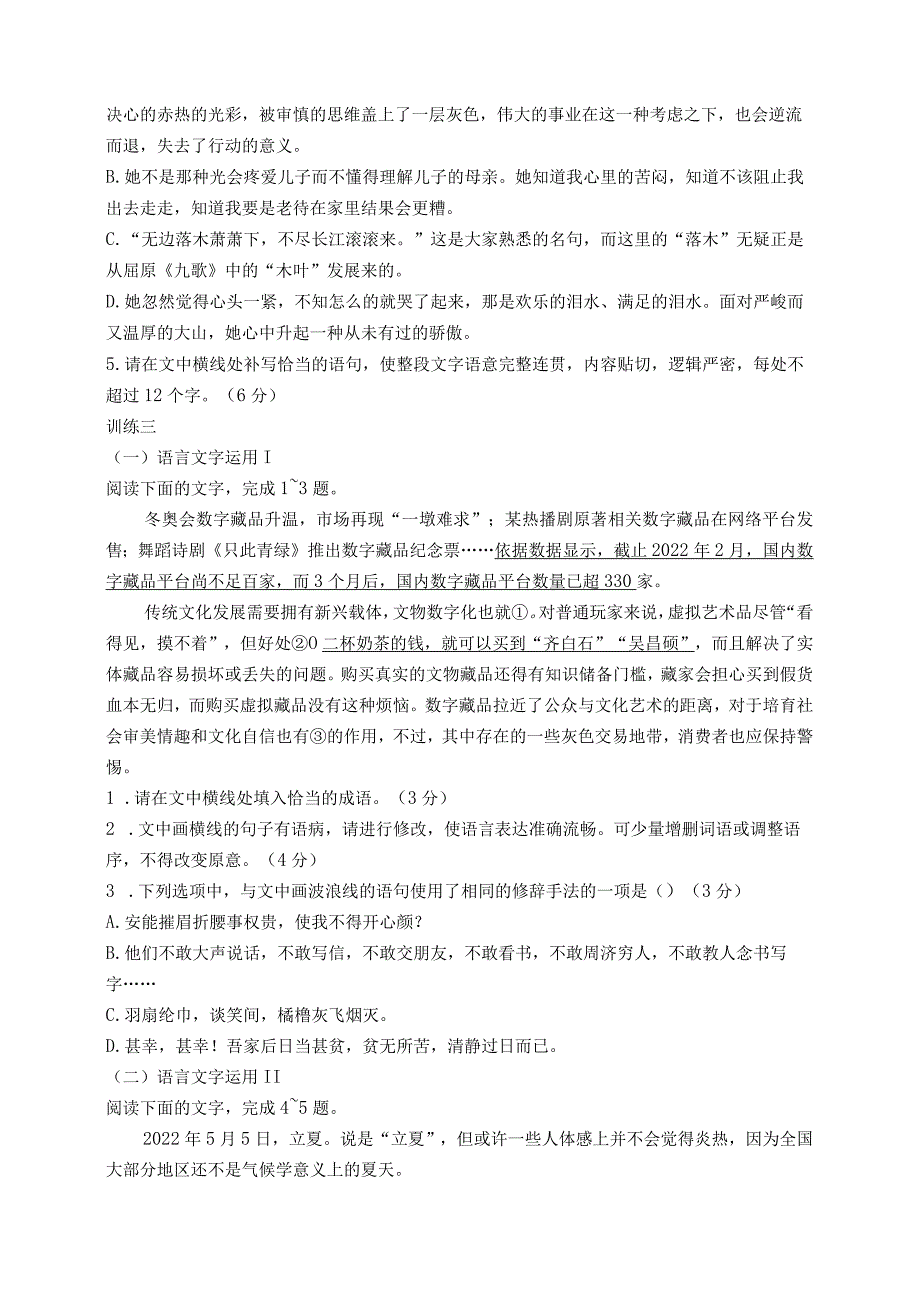 2023级限时规范化训练——语言文字运用.docx_第3页