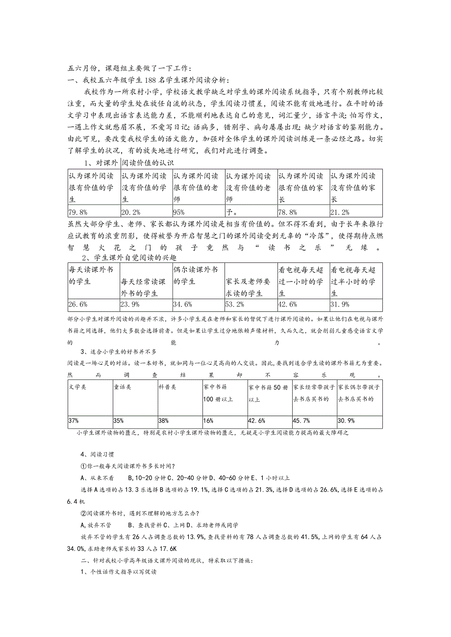 《农村小学高年级课外作业设计与评价研究》6月份双月报.docx_第2页