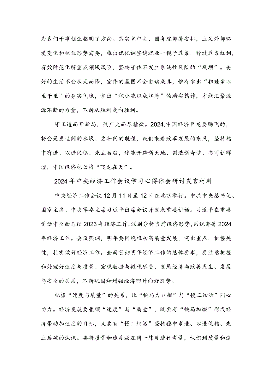 2024年中央经济工作会议学习心得体会研讨发言材料3篇.docx_第3页