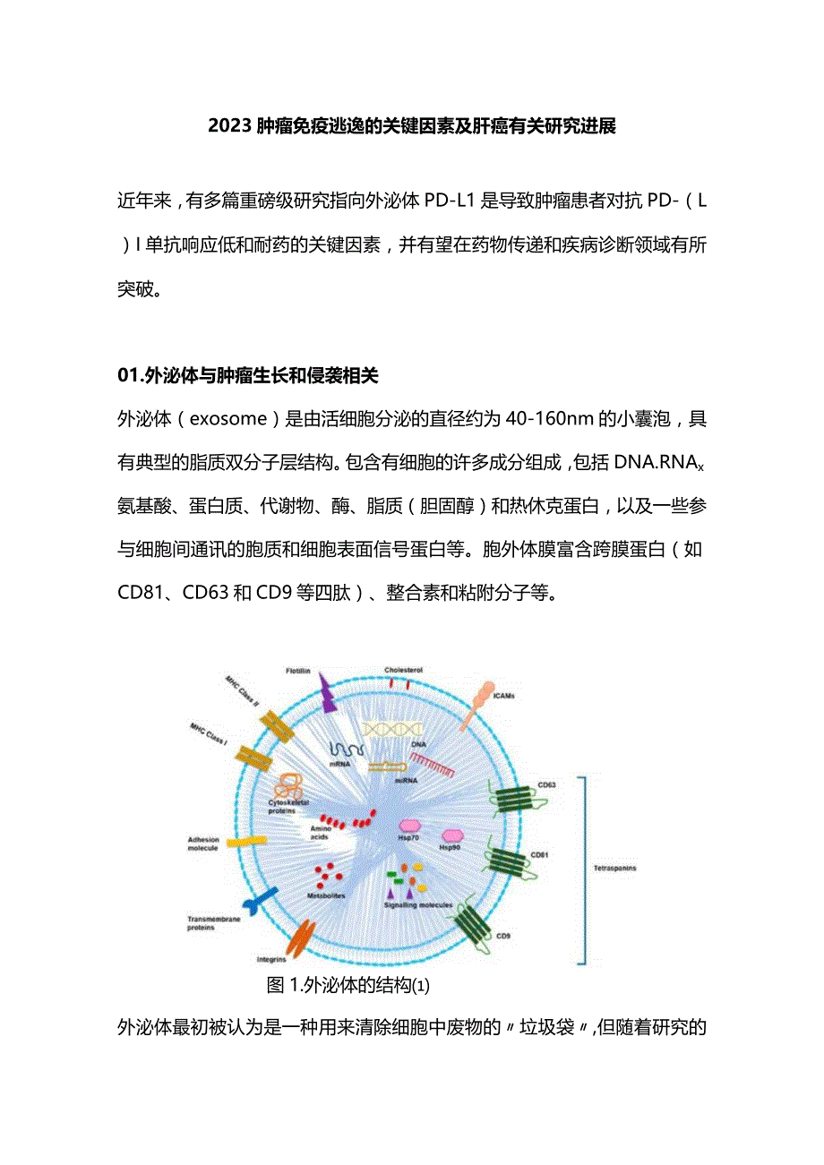 2023肿瘤免疫逃逸的关键因素及肝癌有关研究进展.docx_第1页