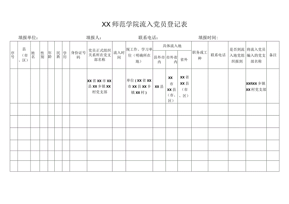 XX师范学院流动党员登记表.docx_第2页