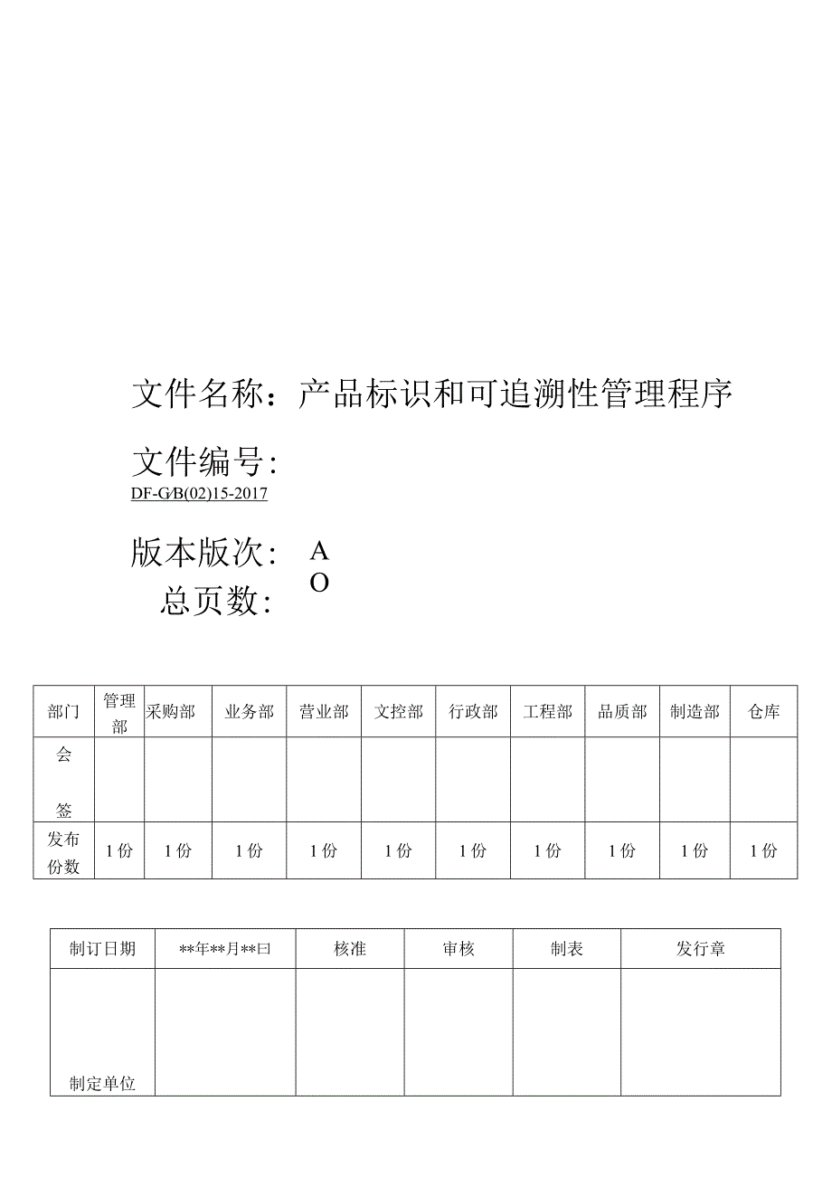 IATF16949：2016产品标识和可追溯性管理程序.docx_第1页