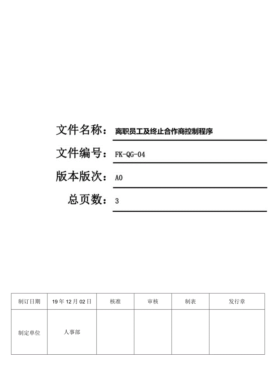 FK-QG-04离职员工及终止合作商控制程序.docx_第1页