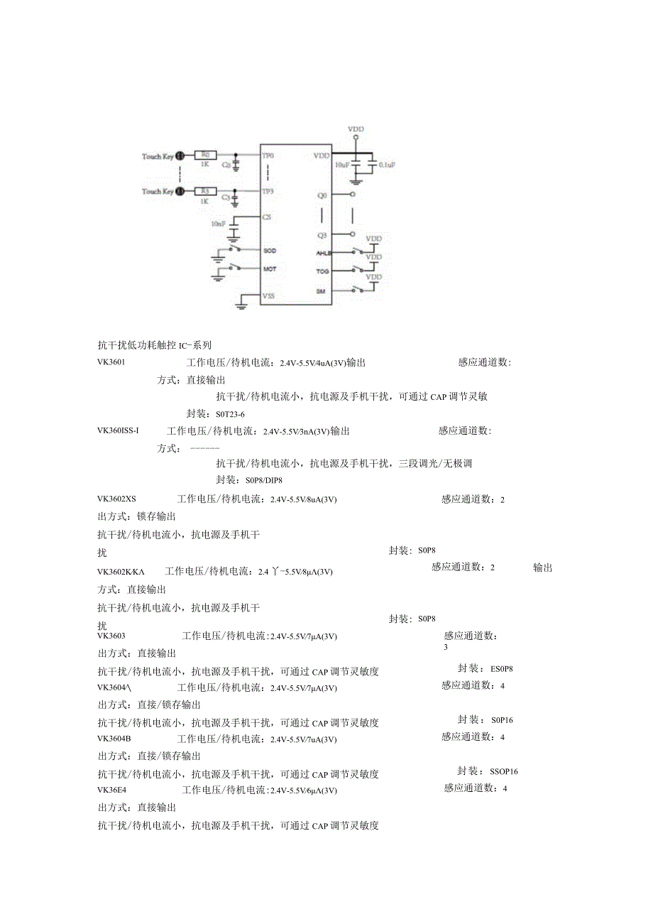 VK3604适用于打印机,扬声器,按摩仪4键触摸4通道触控检测芯片.docx_第3页