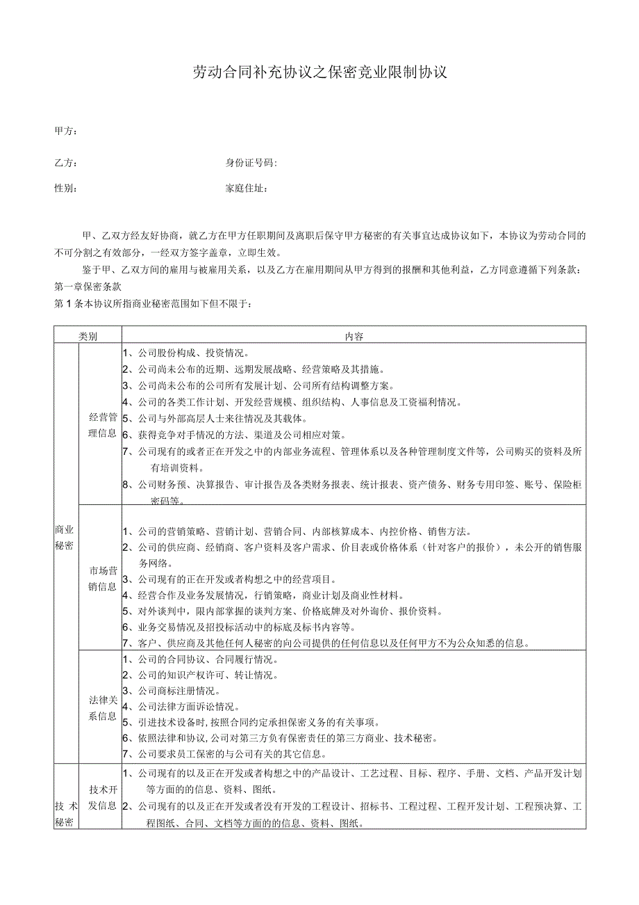 HR-保密竞业协议5.docx_第1页