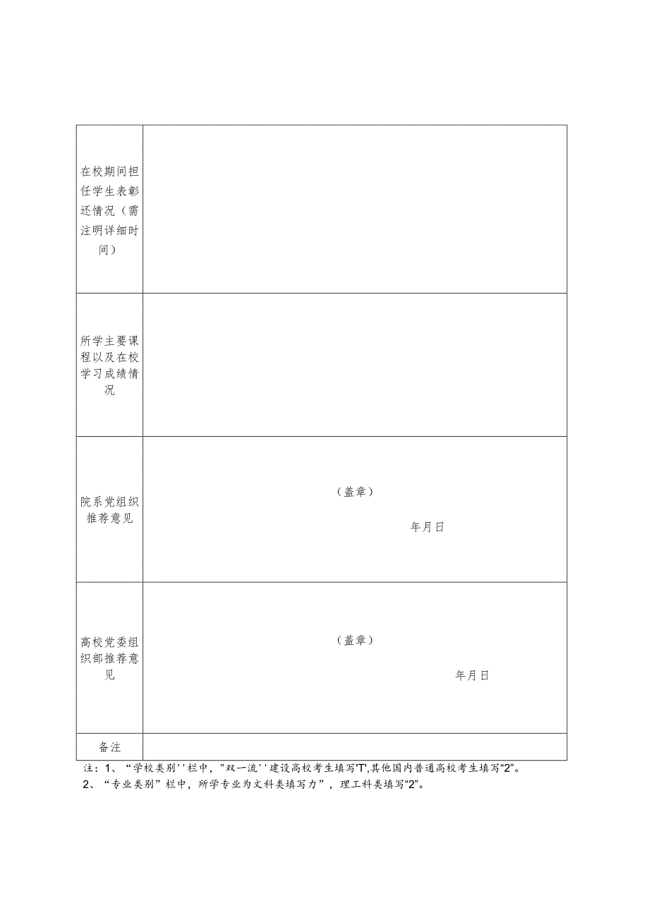 2024年湖北省选调生推荐报名登记表（2024届毕业生）.docx_第2页