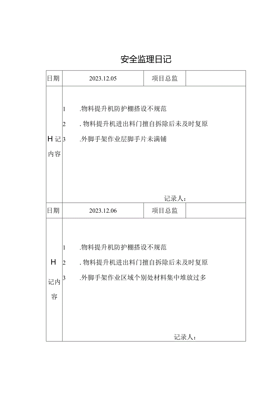 [监理资料]安全监理日记.docx_第1页