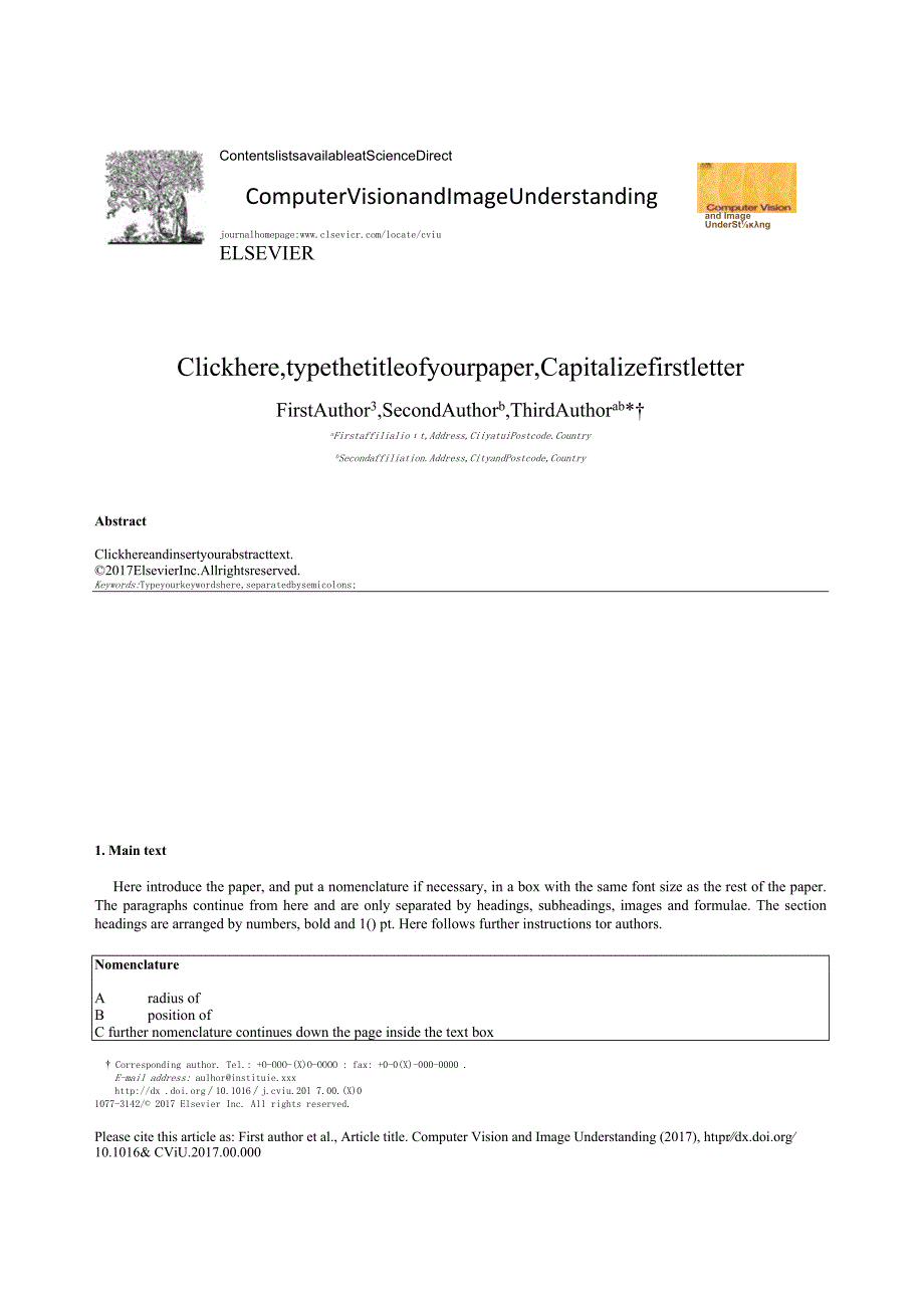 Elsevier期刊《ComputerVisionandImageUnderstanding》论文投稿格式模板.docx_第1页