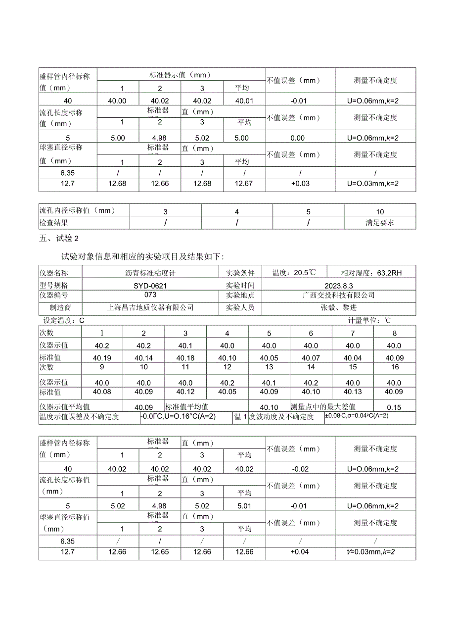 JJF(桂)-沥青标准粘度计试验装置校准规范相关试验数据.docx_第3页