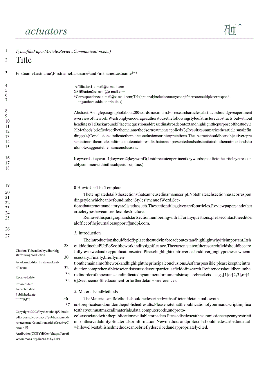 MDPI期刊《Actuators》论文投稿模板.docx_第1页