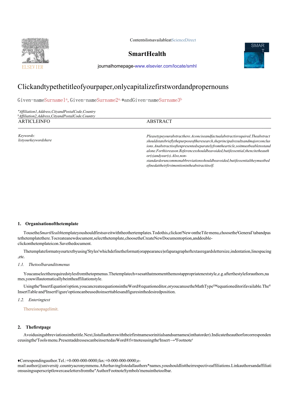 Elsevier期刊《SmartHealth》论文投稿格式模板.docx_第1页