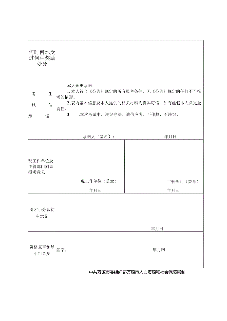 万源市直接考核招聘急需紧缺和特殊专业人才报名登记表.docx_第2页