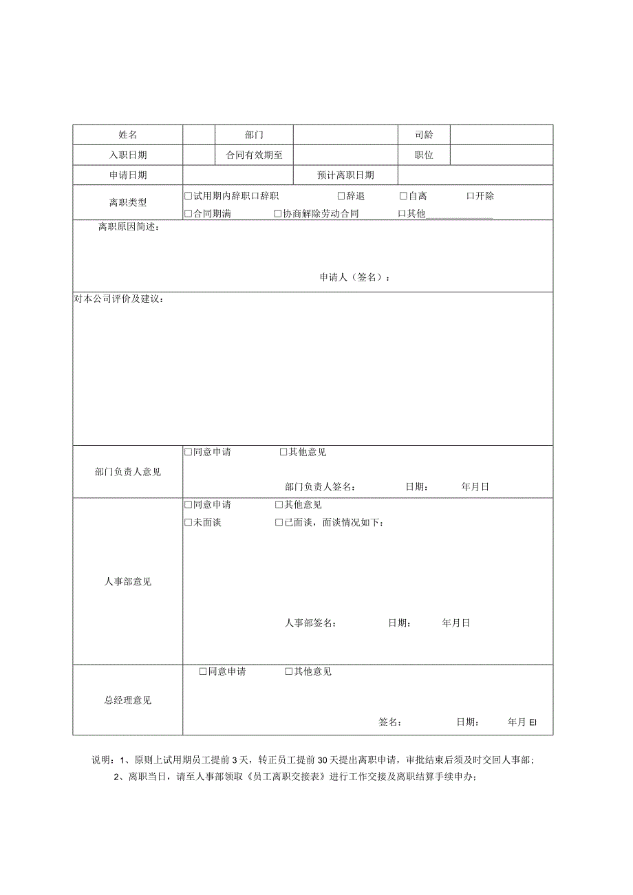 员工离职申请表（推荐范本）.docx_第1页