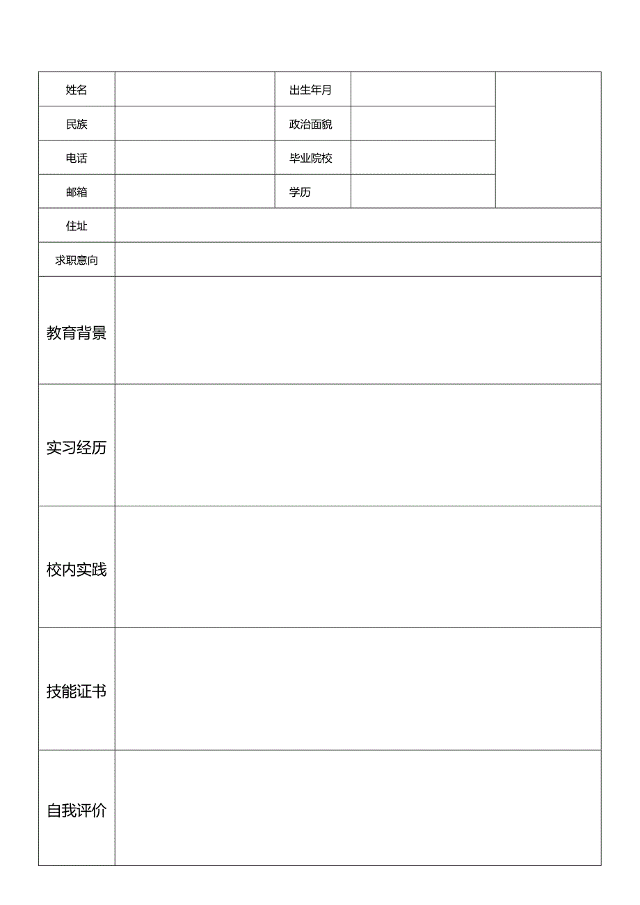 个人空白简历标准表(11).docx_第3页