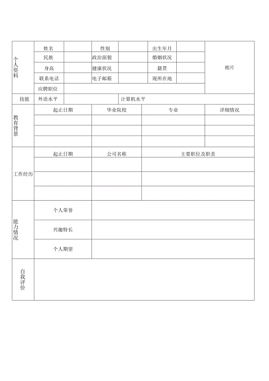 个人空白简历标准表(31).docx_第2页