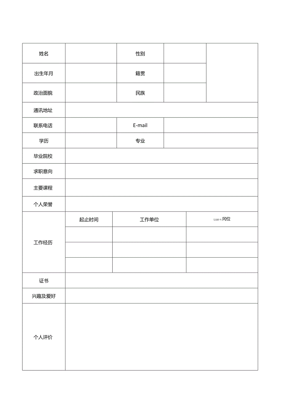 个人空白简历标准表(31).docx_第3页