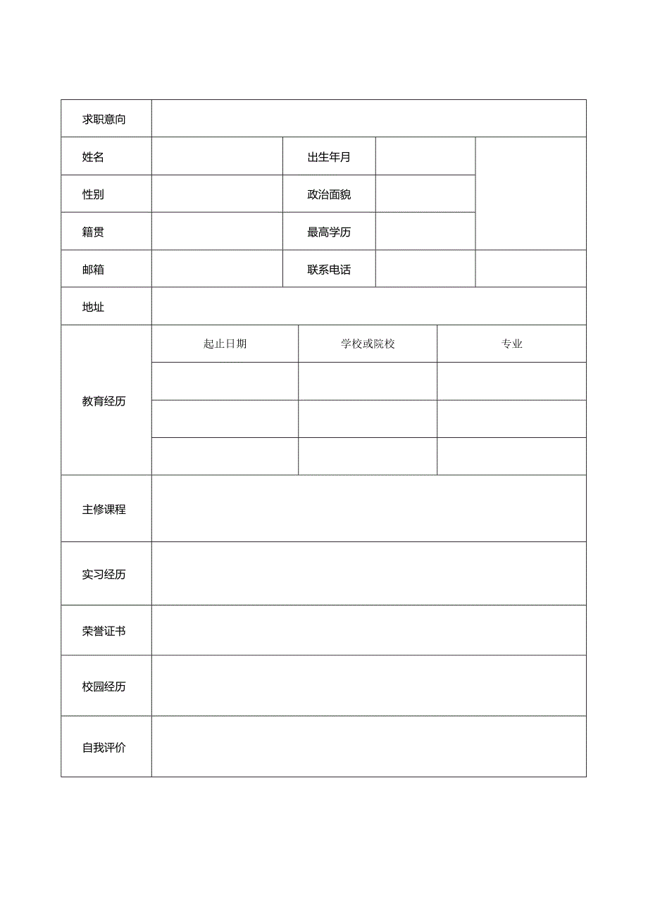 个人空白简历标准表(10).docx_第3页