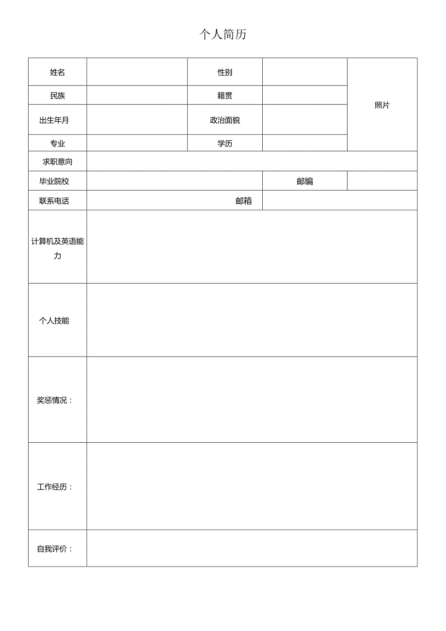 个人简历模板.docx_第1页