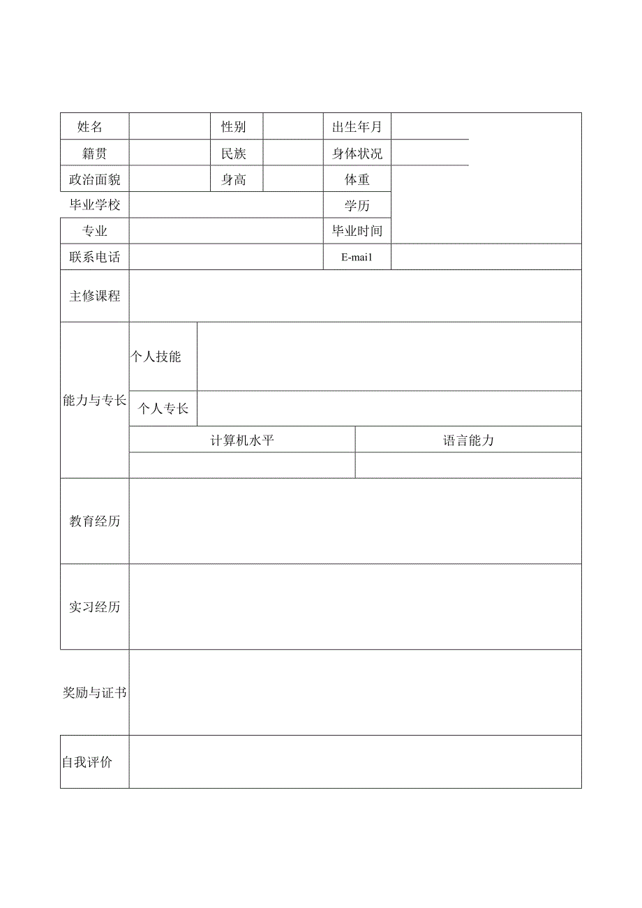 个人空白简历标准表(22).docx_第3页