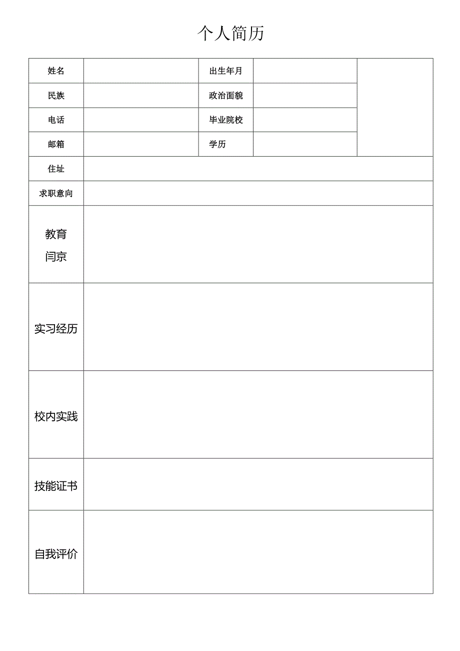 个人简历空白表格(96).docx_第3页