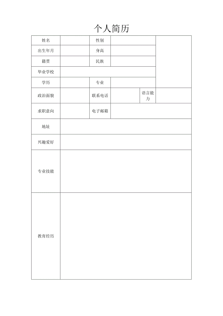 个人简历空白表格(91).docx_第3页