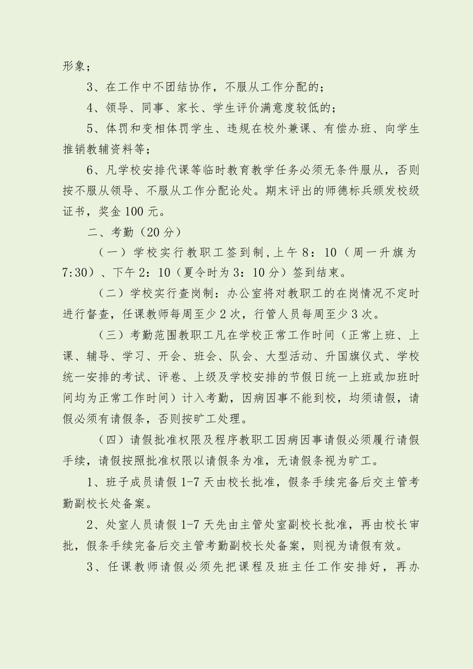 小学教职工绩效量化考核细则（最新分享）.docx_第2页