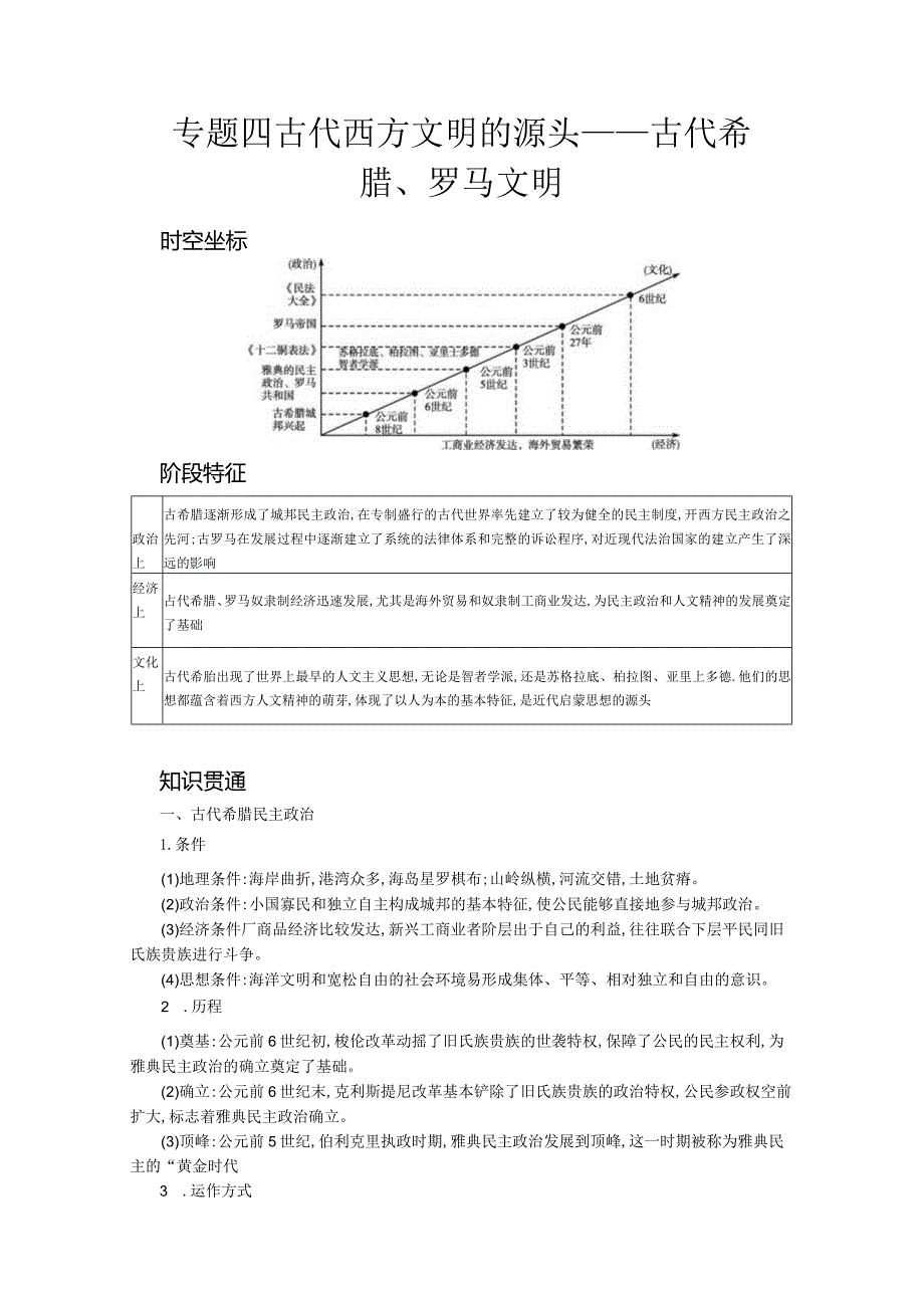 一轮总复习学案专题四古代西方文明的源头——古代希腊罗马文明.docx_第1页