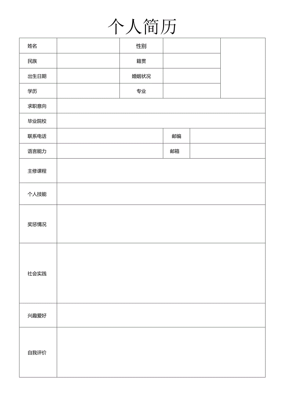 个人空白简历标准表(38).docx_第2页