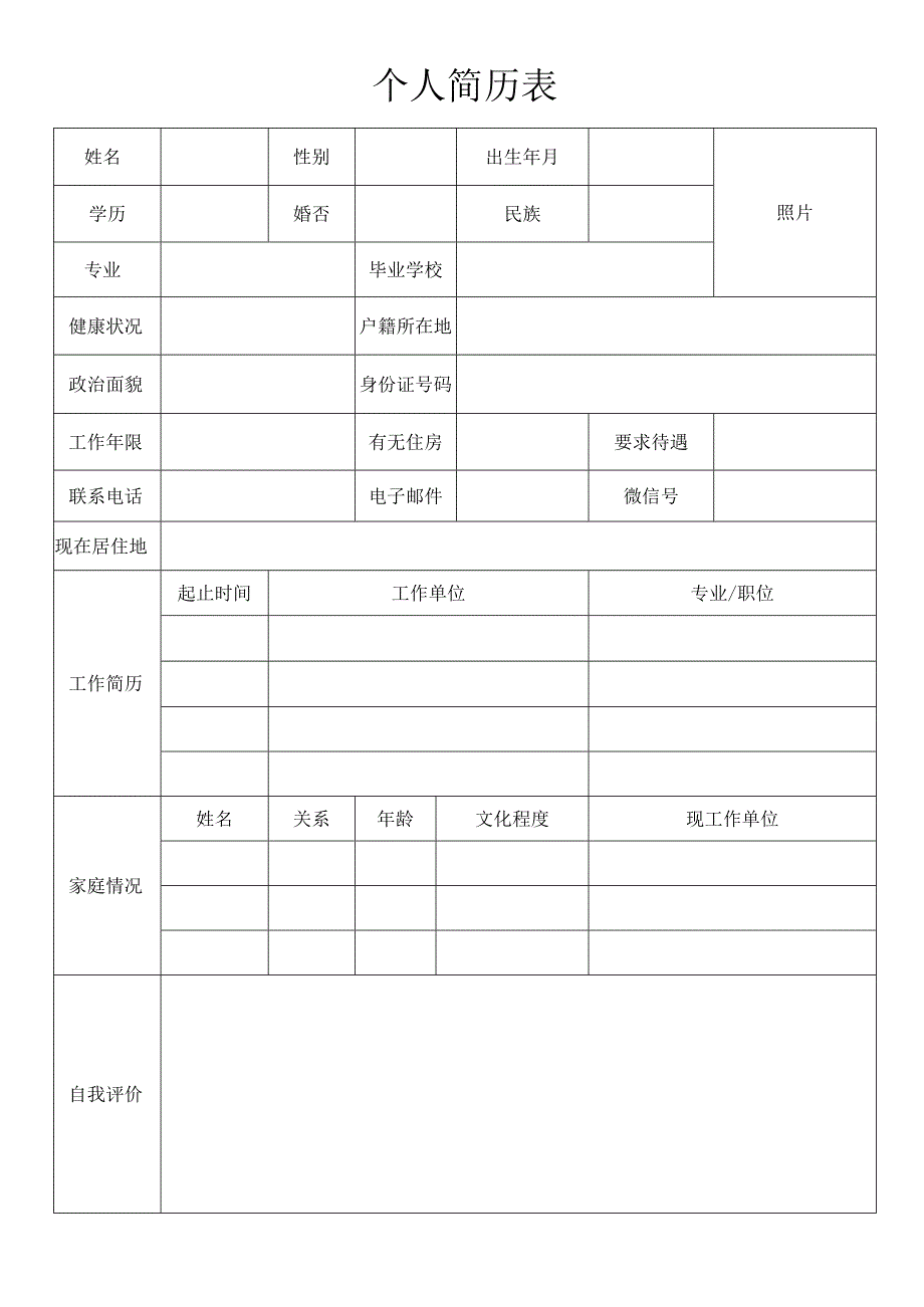 个人空白简历标准表(41).docx_第1页