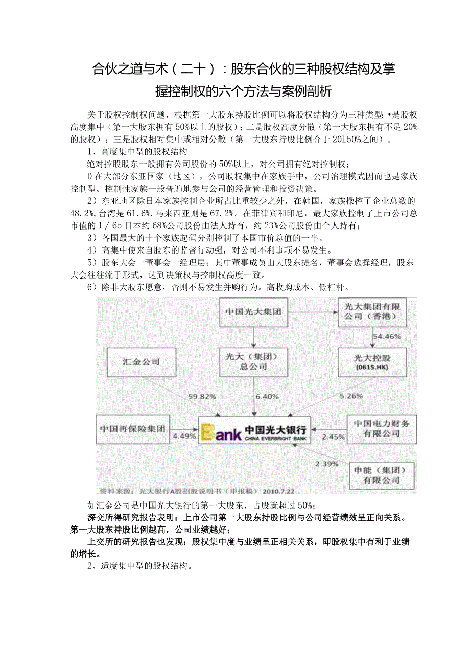 合伙之道与术（二十）：股东合伙的三种股权结构及掌握控制权的六个方法与案例剖析.docx_第1页