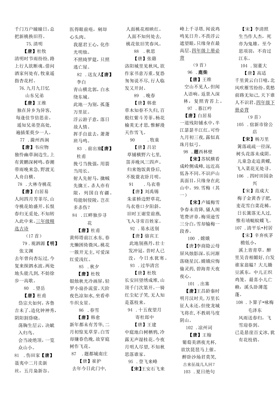 小学生春蕾读书活动古诗词诵读卡200首.docx_第3页